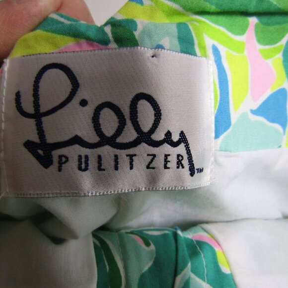 LILLY PULITIZER Tropical Floral Green Crop Pants Coastal Cruise Beach Vacation M - Picture 8 of 9